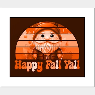 Groovy Happy Fall Gnome Vintage Sunset Retro Posters and Art